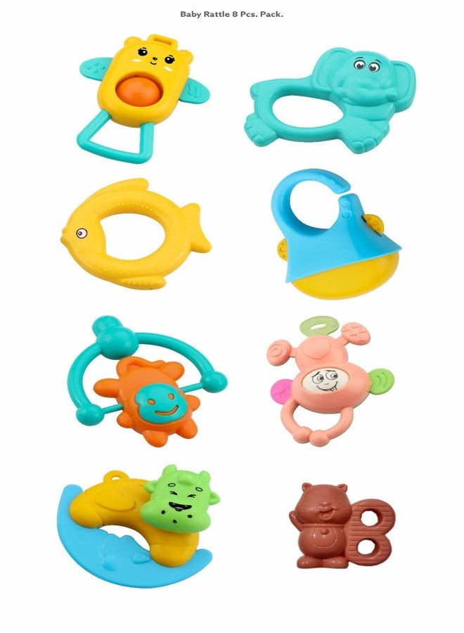 REIL RAID Baby Rattles Toys Set for Babies, Non-Toxic Rattle Teether Set with Smooth Edges | Newborn Baby Gift Products | Baby Rattles Set for Newborn Infant Babies 3-12 Months Boy Girl (8 Pcs) - Image 1